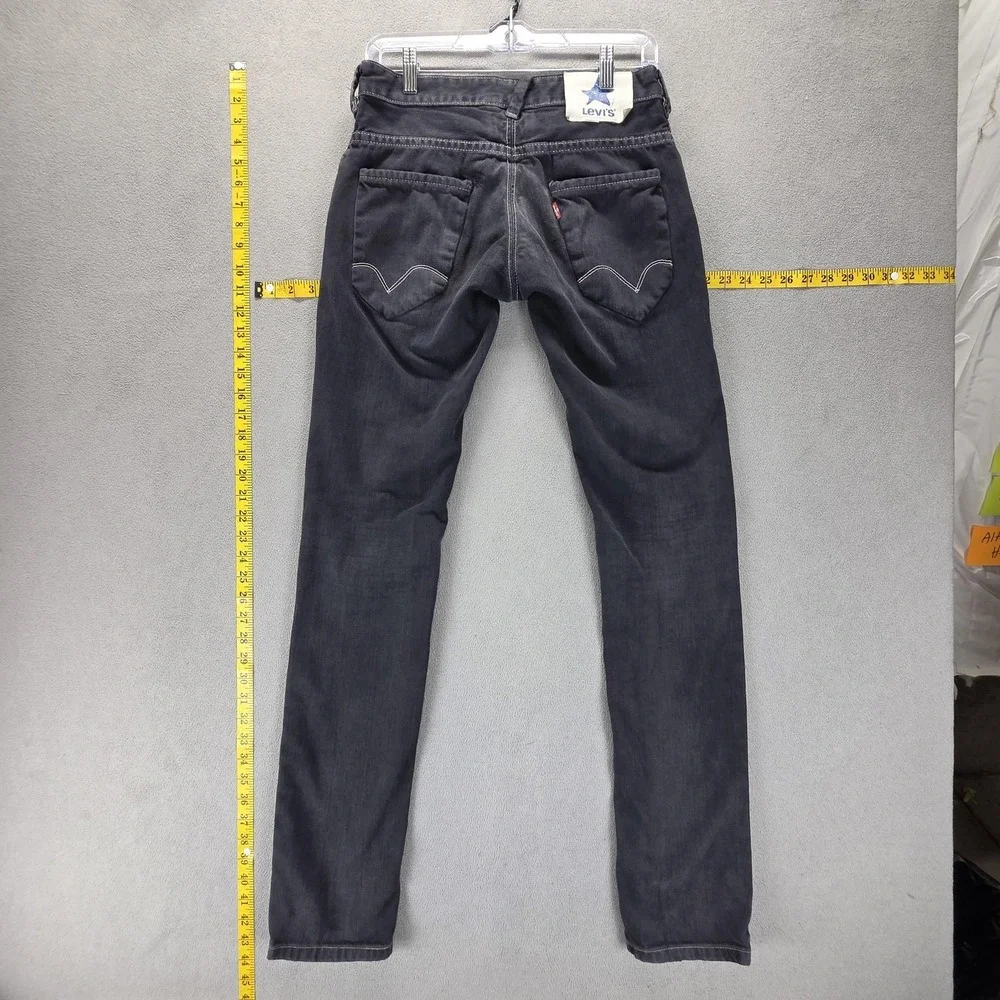 Vintage Levis Blue Star Jeans Mens Gray Slim Charcoal Wash Engineered Fits 28x34